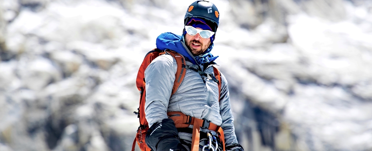 Chris Bombardier climbing in the Khumbu Icefall